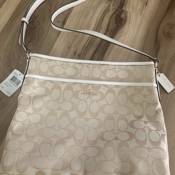Coach Purse F36378 Signature File Crossbody Bag - Light Khaki/ Chalk - Picture 1 of 12